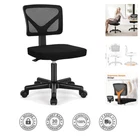 Compact Armless Desk Chair with Mesh Back & Wheels - Comfortable for Home/Office