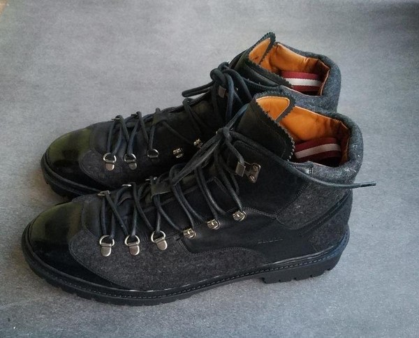 Men Bally Boots Black Leather 45