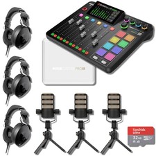 Rode RODECaster Pro 2 Three-Person Podcast Bundle with Rode Podmics, NTH-100