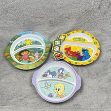 Children's Divided Melamine Plates Y2K Dora Tweety Seasme Street Lot Munchkin