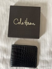 Vintage Rare NWT Cole Haan Matte Alligator Leather Slim Wallet, Black