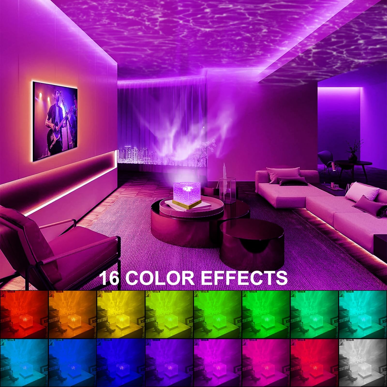 Lampe vague d'eau 16 couleurs avec projection de plafond et télécommande - 2