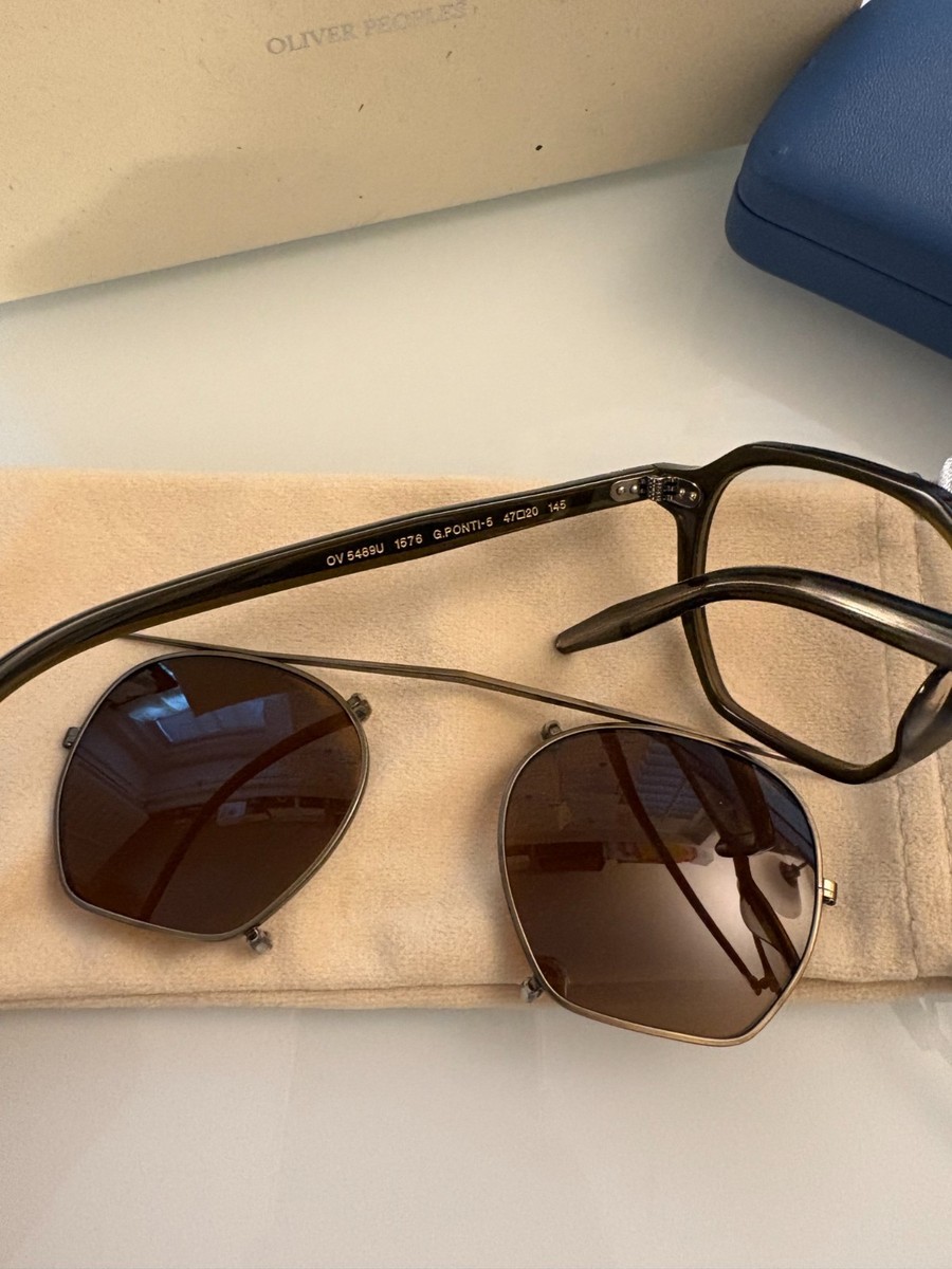 Oliver Peoples Gio. PONTI -5 Geometric Eyeglasses 47mm+ Clip-on