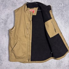 Milwaukee Tool Sherpa Lined Light Brown Canvas Workwear Vest Jacket Men's L