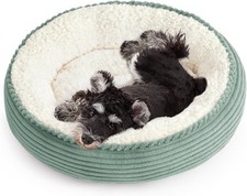 Round Donut Cat and Dog Cushion Bed, 25in Pet Bed for Small or Medium Dogs,