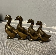 Brass Ducks Geese 4-in-a-Row Vintage Toy Made in Taiwan