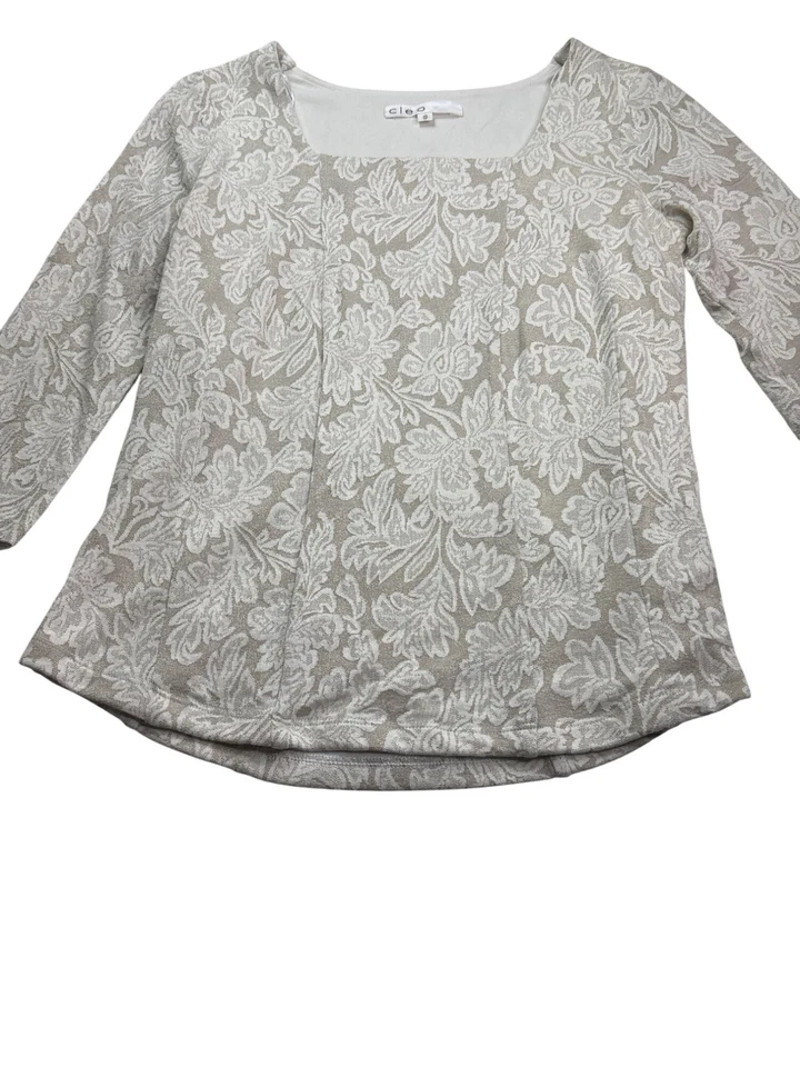 Vtg Y2K Cleo Floral Pattern Top XS Sparkle Fairy Whimsical Cottage Square Neck - Image 3 of 4