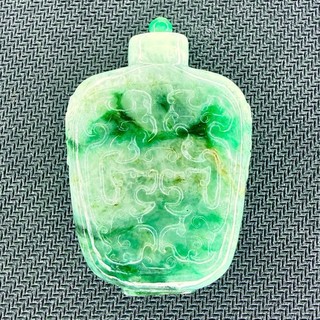 Antique Chinese Jadeite Jade Dragon Snuff Bottle Natural Grade A Hand Carved 6cm
