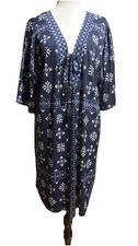 TIGERLILY Elegant Blue & White Graphic Print Short Sleeve Midi Dress 12/14