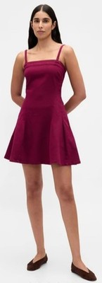 NWT GAP Denim Mini Dress Fit & Flare Stretch Size S Adjustable, Removable Straps