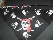 PIRATE SKULL , JOLLY ROGER STYLE BANDANA'S - NEW- 100 POLY - LG.SIZE, 22IN. X22