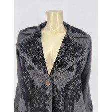 Soft Surroundings Gray Herringbone Wool Soutache Embroidered Blazer Jacket Small