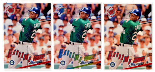 KEN GRIFFEY JR ⚾ TRIPLE ⚾ (3) 1995 TOPPS STADIUM CLUB #521 * DIFFERENT COLOR VAR
