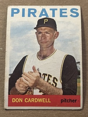 1964 TOPPS - DON CARDWELL PIRATES - WRITING ON BACK #417