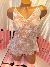 Victorias Secret Archives Lace Teddy Romper Ruffled White XL