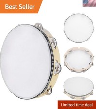 10-Inch Hand Held Drum with Metal Jingles - Perfect for Parties and Education