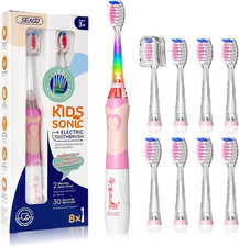 Kids Electric Toothbrush with 2 Mins Brushing Timer and 8 Replacement Bursh H...