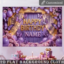 1PC 2D Flat Banner Custom Name Text Birthday Backdrop Birthday Party Tapestry