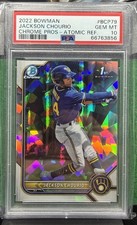 2022 Bowman Chrome Prospect Jackson Chourio Atomic Refractor PSA 10 GEM MINT🔥