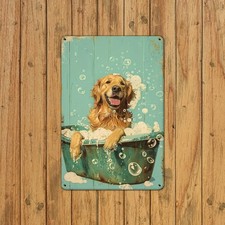 Tin Metal Signs Home D cor 8x12 Dog Bath Iron Wall Art, Suitable for Home, Bar