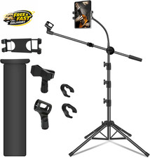 Mic Stand, Microphone Stand Floor Boom Mic Stand with Tablet Phone Holder Heigh