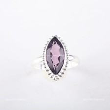 Amethyst Stone Daughter February Statement Party Wear Ring 925 Sterling Silver