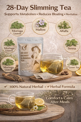 28-Day Slim Tea Weight Loss Tea Burn Fat Boost Metabolism   Vegan, Sugar Free