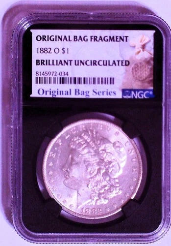 1882 Morgan  O Silver Dollar Original Bag Fragment BU NGC New Orleans
