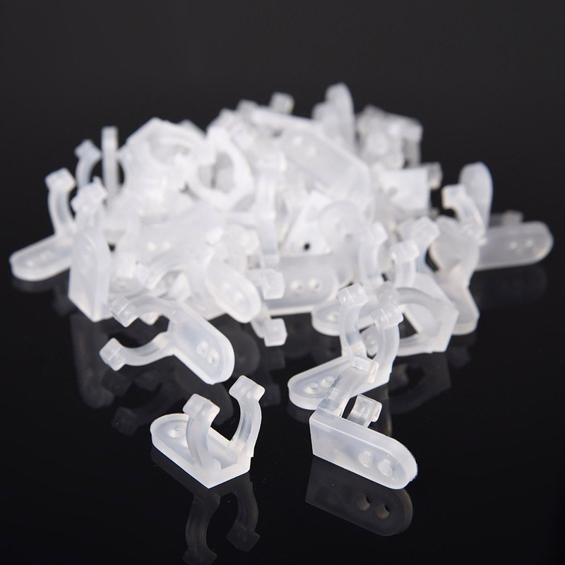 DELight® 100 Pcs 1/2" LED Rope Light Holder Wall Mounting Clips 13mm PVC Acc