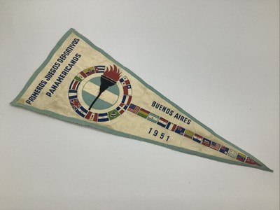 EXTREMELY RARE 1951 1st PAN-AMERICAN GAMES Souvenir Pennant Buenos Aires