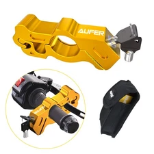 Scooters Handlebar Lock Anti Theft Throttle Clutch Brake Lock with 2 Keys Gold