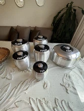 Kromex 5 PC Canister Set Plus Covered Cake  Server