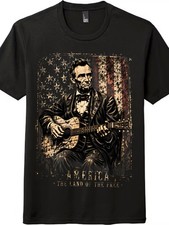 Unisex Guitar Graphic USA Flag Gift T-Shirt Patriotic 4th of July Casual Tee