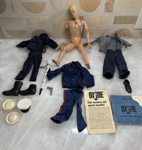 Vintage 1964 GI Joe Hasbro Figure Lot Uniforms Accessories Paper Inserts