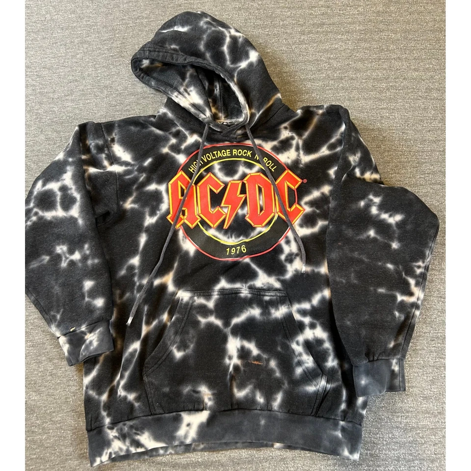 Sudadera con Capucha Tie Dye Rock n Roll Alto Voltaje Para Niños AC/DC De Colección 1976 - Talla Niños Mediana Foto 3 de 4