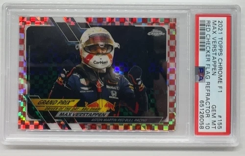 2021 Topps Chrome F1 Max Verstappen Red Checker Flag Refractor #5/5 PSA 10