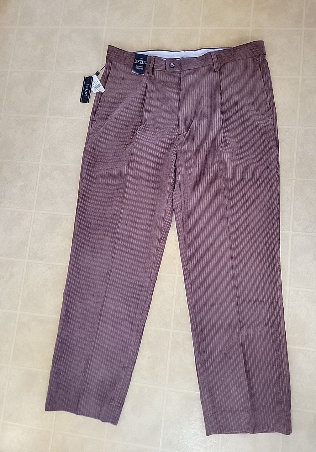 Brown Coffee Bean Striped Corduroy Pants 38x30 New Premium Quality