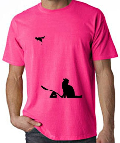 BANKSY CAT & MOUSE NEON T-SHIRT - Choice Of Colour Sizes S-XXL - Picture 2 of 3