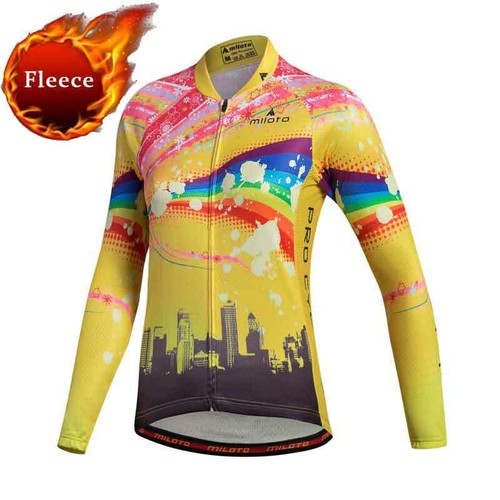 Miloto Women's Thermal Cycling Jersey Long Sleeve Winter Fleece Bike Cycle Shirt - Picture 9 of 24