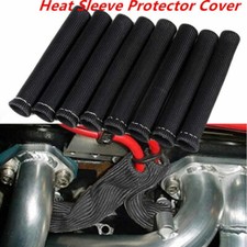 1200° SPARK PLUG WIRE BOOTS HEAT SLEEVE WRAP SHIELD PROTECTOR COVER 8PCS BLACK