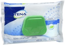 TENA Ultra Flush Washcloths 48 Ct Cleanse and Moisturize