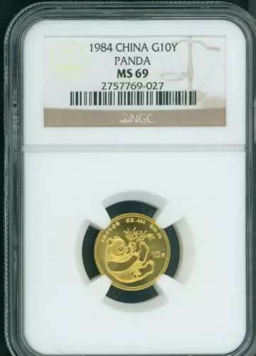 1984 Chinese GOLD PANDA 1/10 Oz. NGC MS69 10-Y CHINA 10Yn 10 YUAN  !