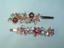 RHINESTONE FLOWER METAL BOBBY PINS HAIR PIN BARRETTES UP DO HAIR ACCESSORY
