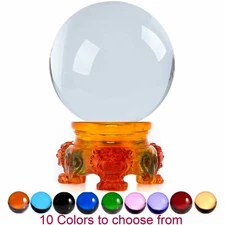 3in (80mm) Crystal Ball with Rainbow Lion Stand 10 colors to choose from