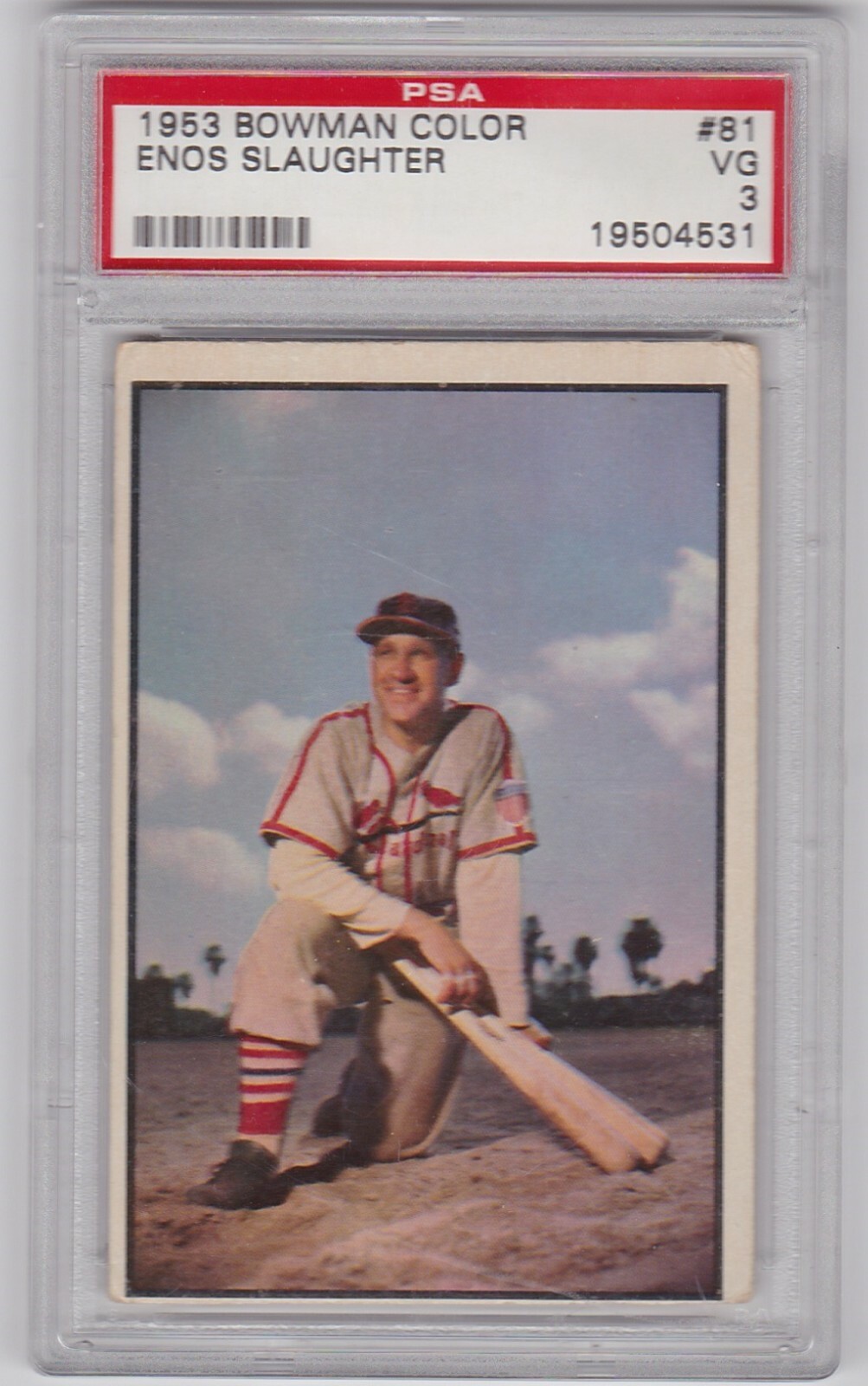 1953 Bowman Color Enos Slaughter #81, PSA VG 3