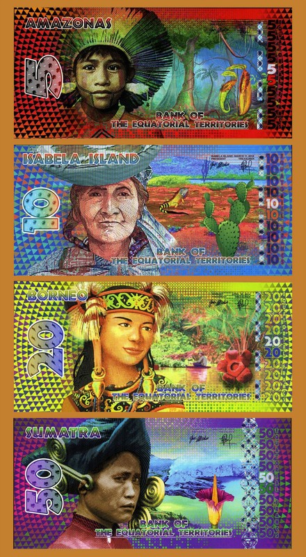 SET Equatorial Territories, 5;10;20;50 E. Francs, 2014-2015 POLYMER, UNC 