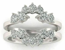 2.53Ct Simulated Diamond 14K White Gold Plated Silver Wedding Enhancer Ring