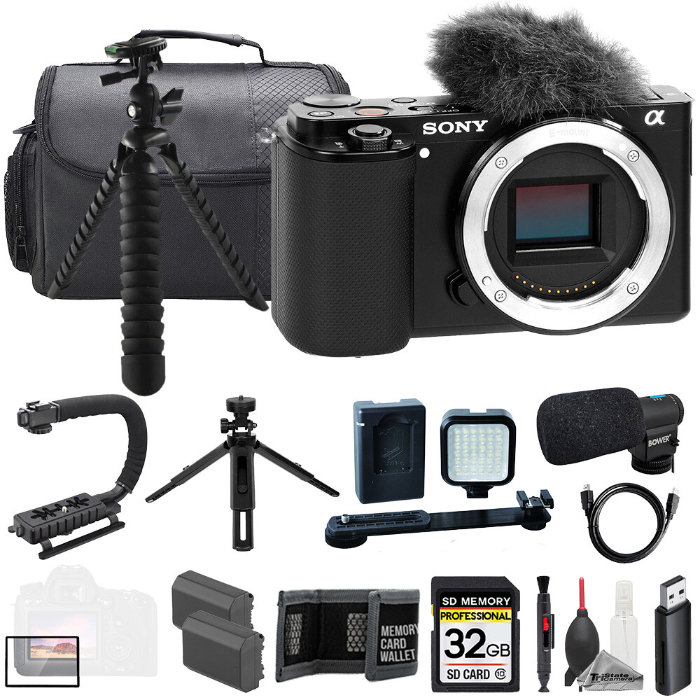 Sony ZV-E10 Black (Body) + Mic + 32GB + Extra Battery+ LED Flash