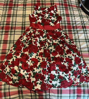 JANIE AND JACK GIRLS RED FLORAL DRESS SIZE 12 HOLIDAY 2018