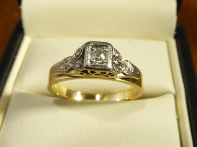 18k 18ct Solid Gold Diamond Solitaire Vintage Ring. 0.10ct Size P-Q 4.31g